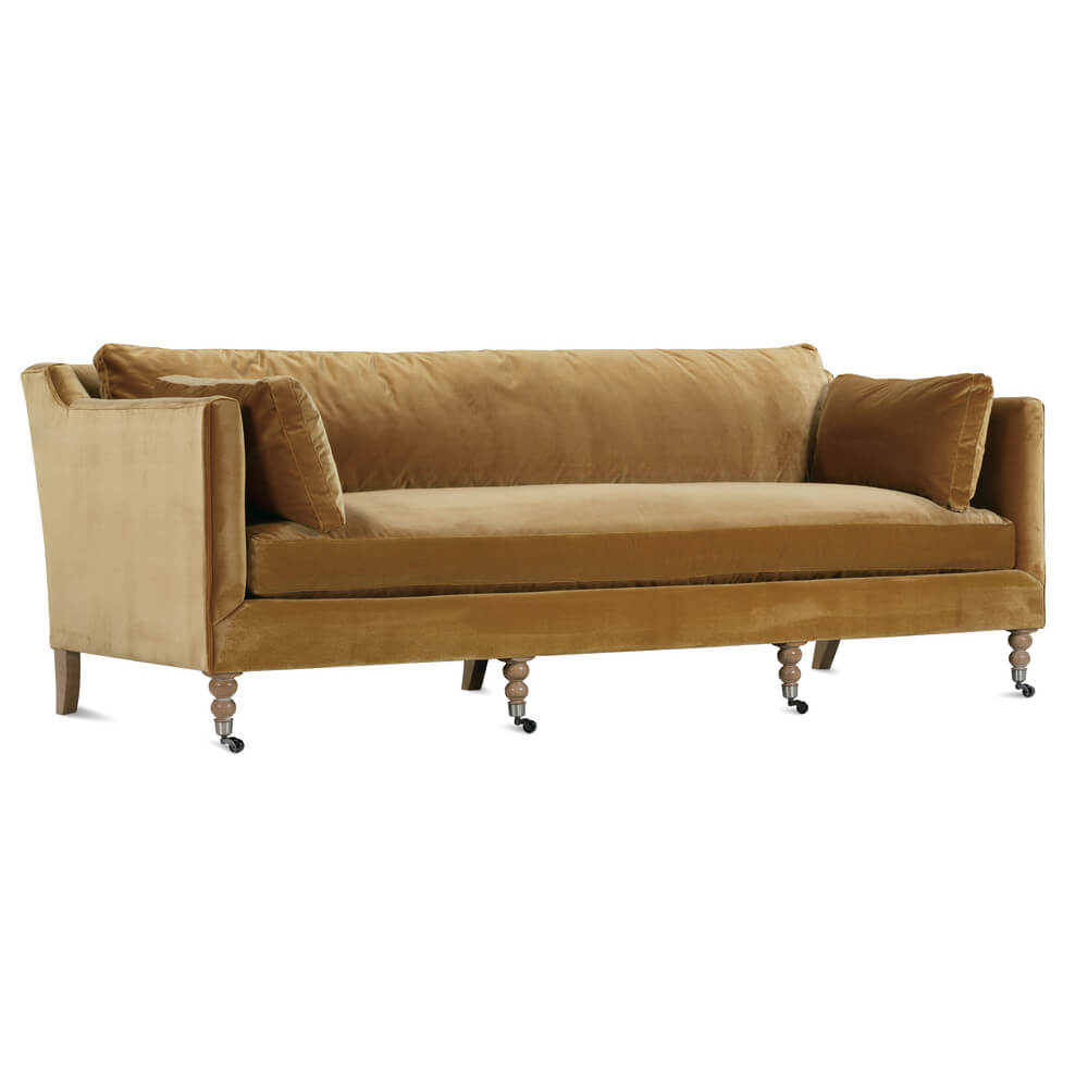 Madeline Sofa - Antiqued Amber Velvet - 90”