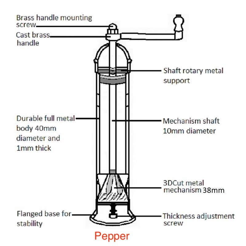 Solid Brass Pepper Grinder