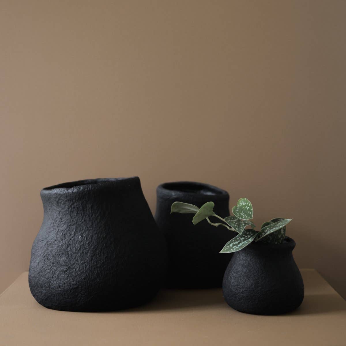 Black Paper Mache Pot
