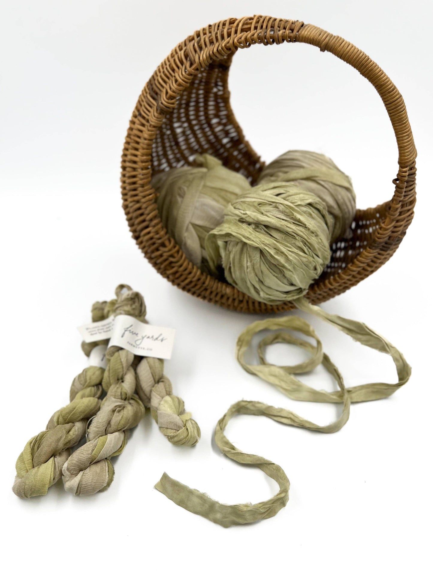 Pear Plant-Dyed Sari Silk Ribbon - 5 yards