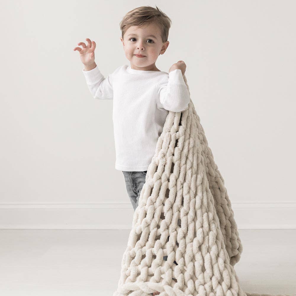 Infinite Chunky Knit Blanket | Minky | Little