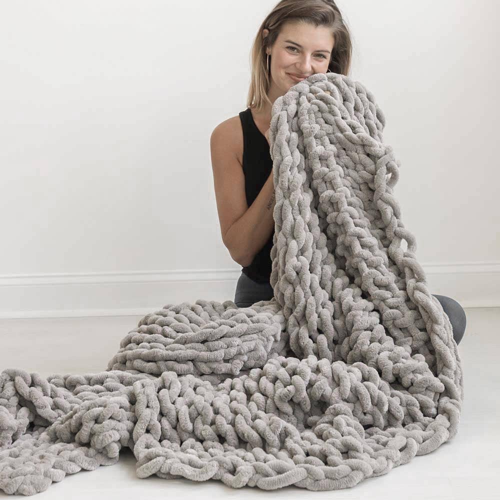 Infinite Chunky Knit Blanket | Minky | Big