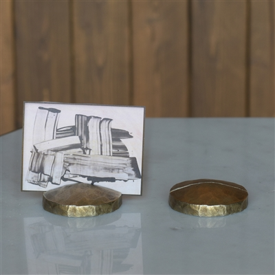 Chiseled Place Card Holder, Brass - Disk