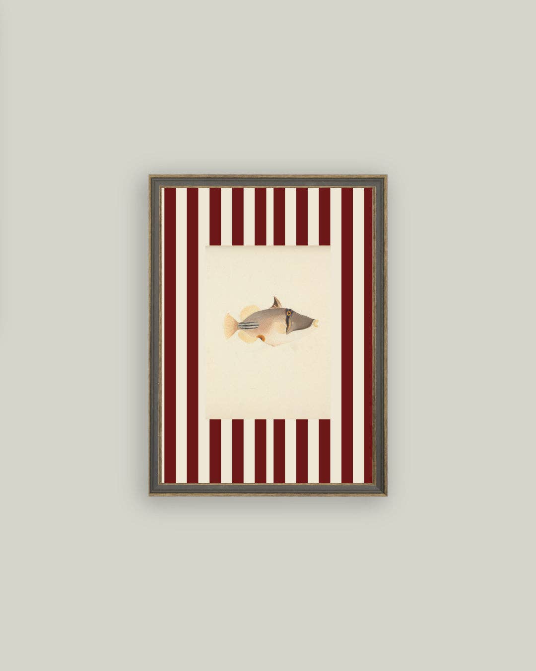 Fish on Stripes Framed Antique Art