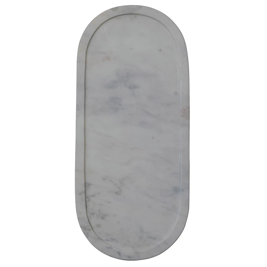 Oval Marble Tray, White