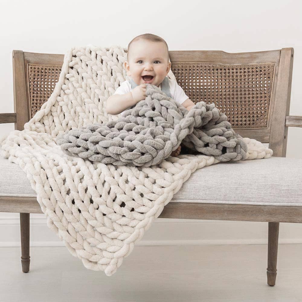 Infinite Chunky Knit Blanket | Minky | Little