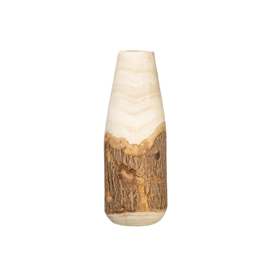 Paulownia Wood Vase with Live Edge Large