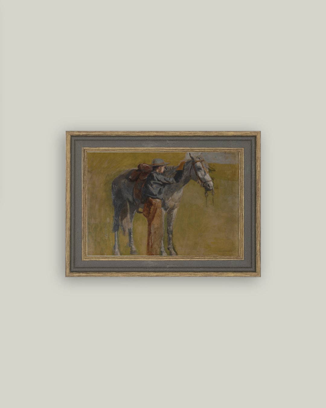 Study For Cowboys Framed Antique Art