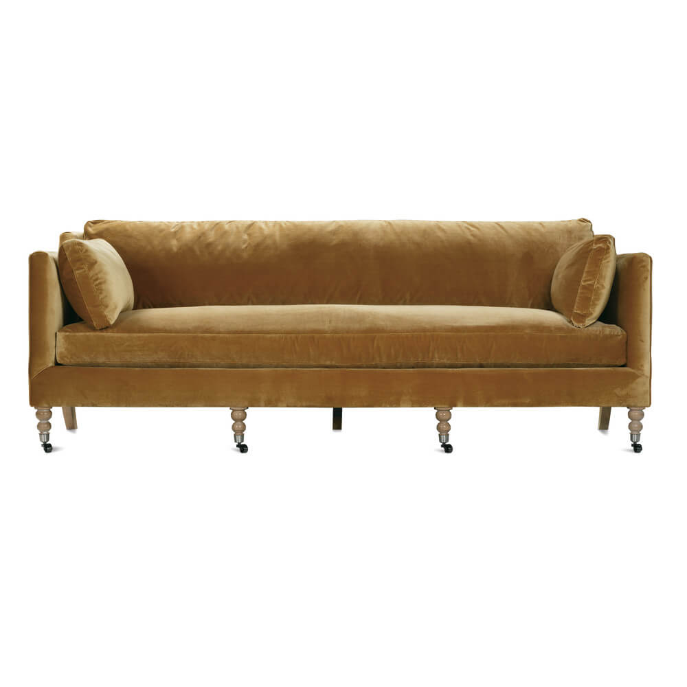 Madeline Sofa - Antiqued Amber Velvet - 90”