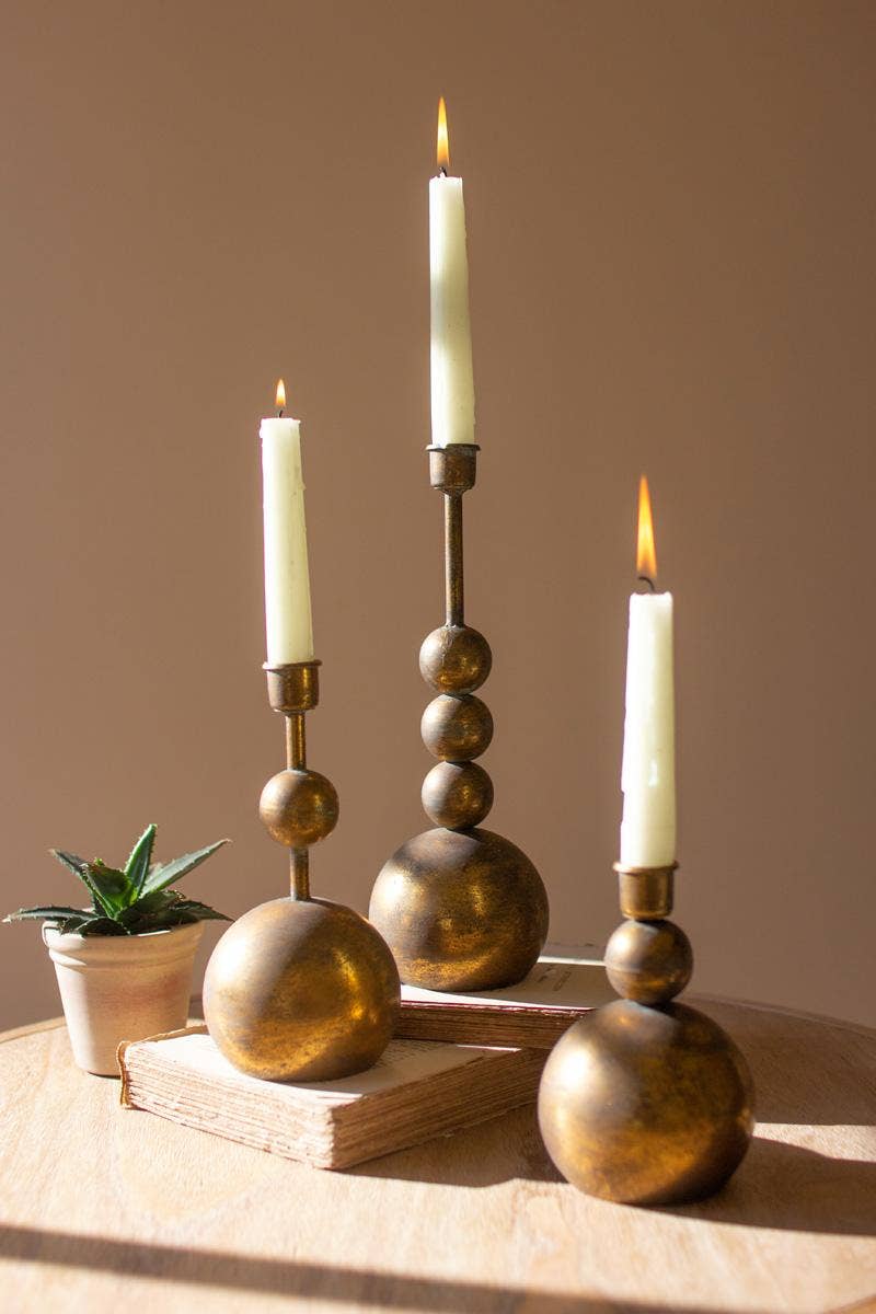 ANTIQUE BRASS TAPER CANDLE HOLDERS