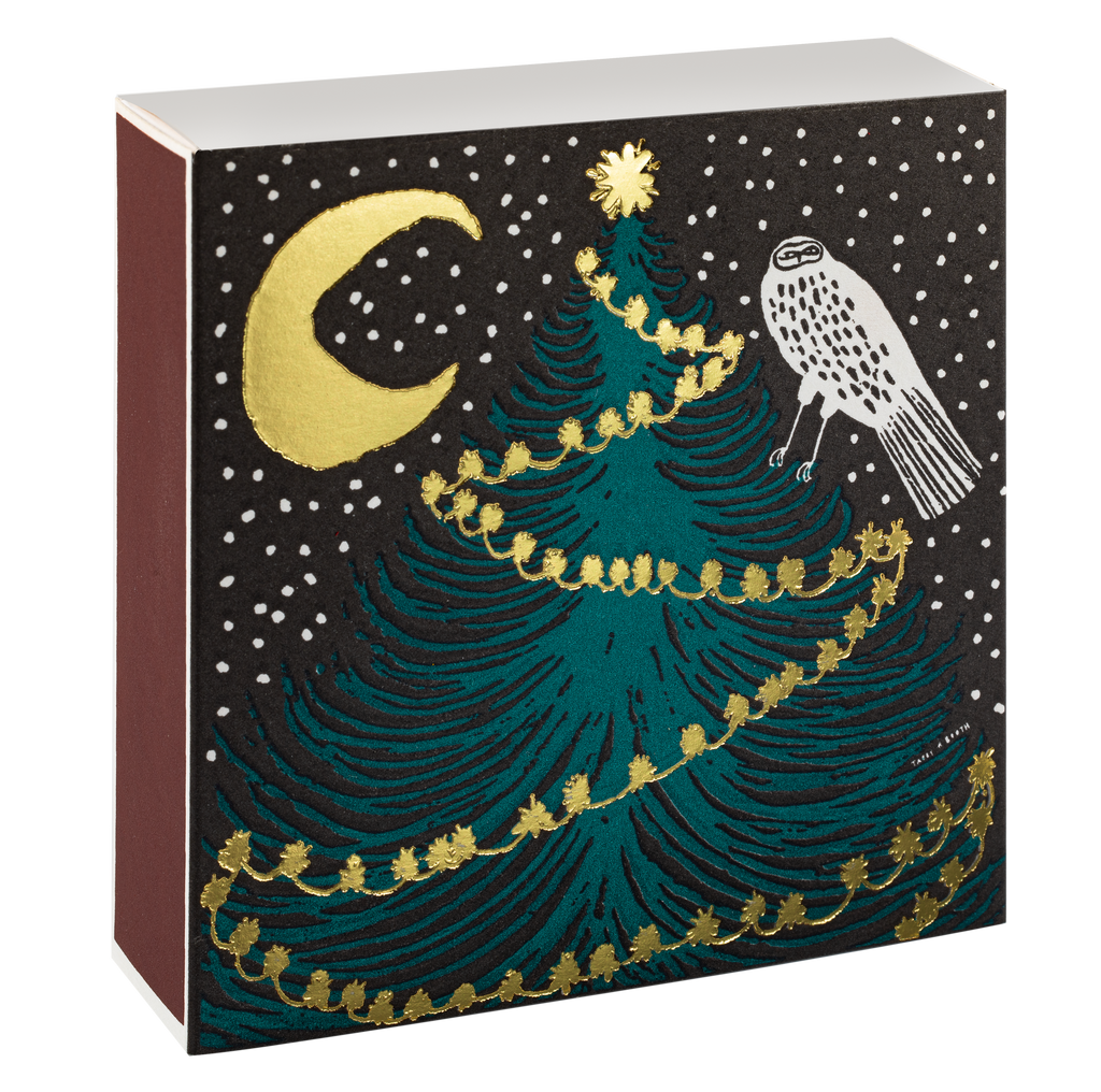 Owl, Moon and Tree | Square - Safety Matches 🎄