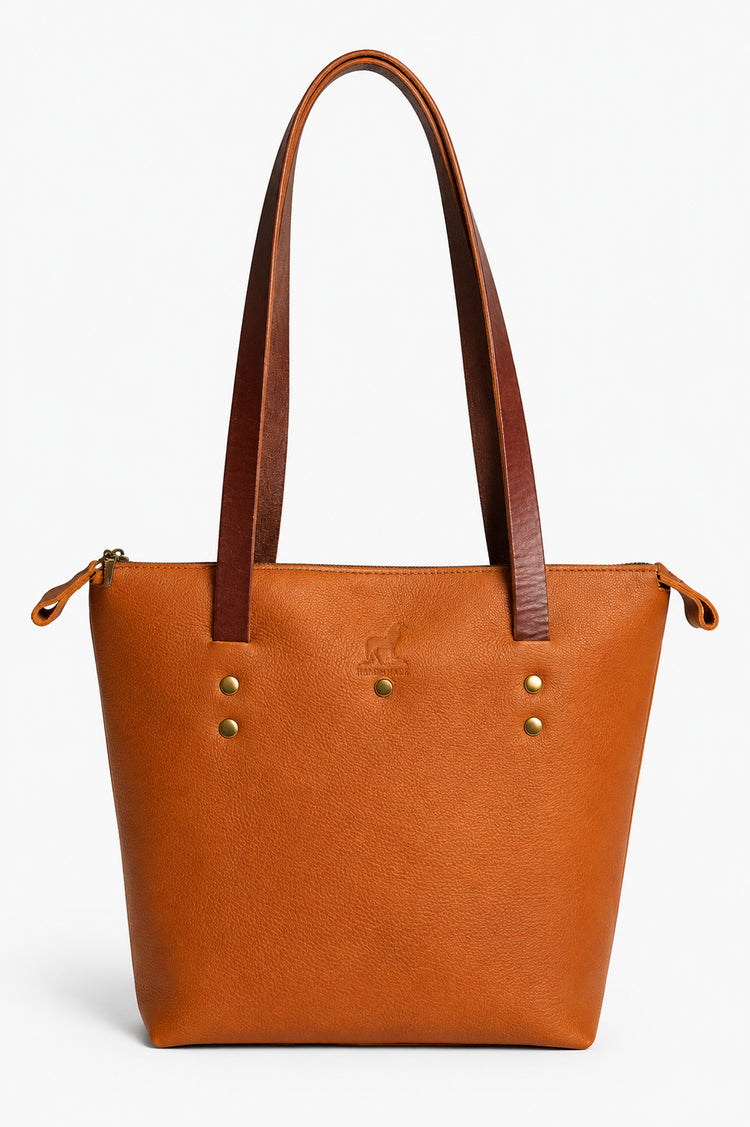 Overland Orange Leather - Antique Brass Hardware (C)