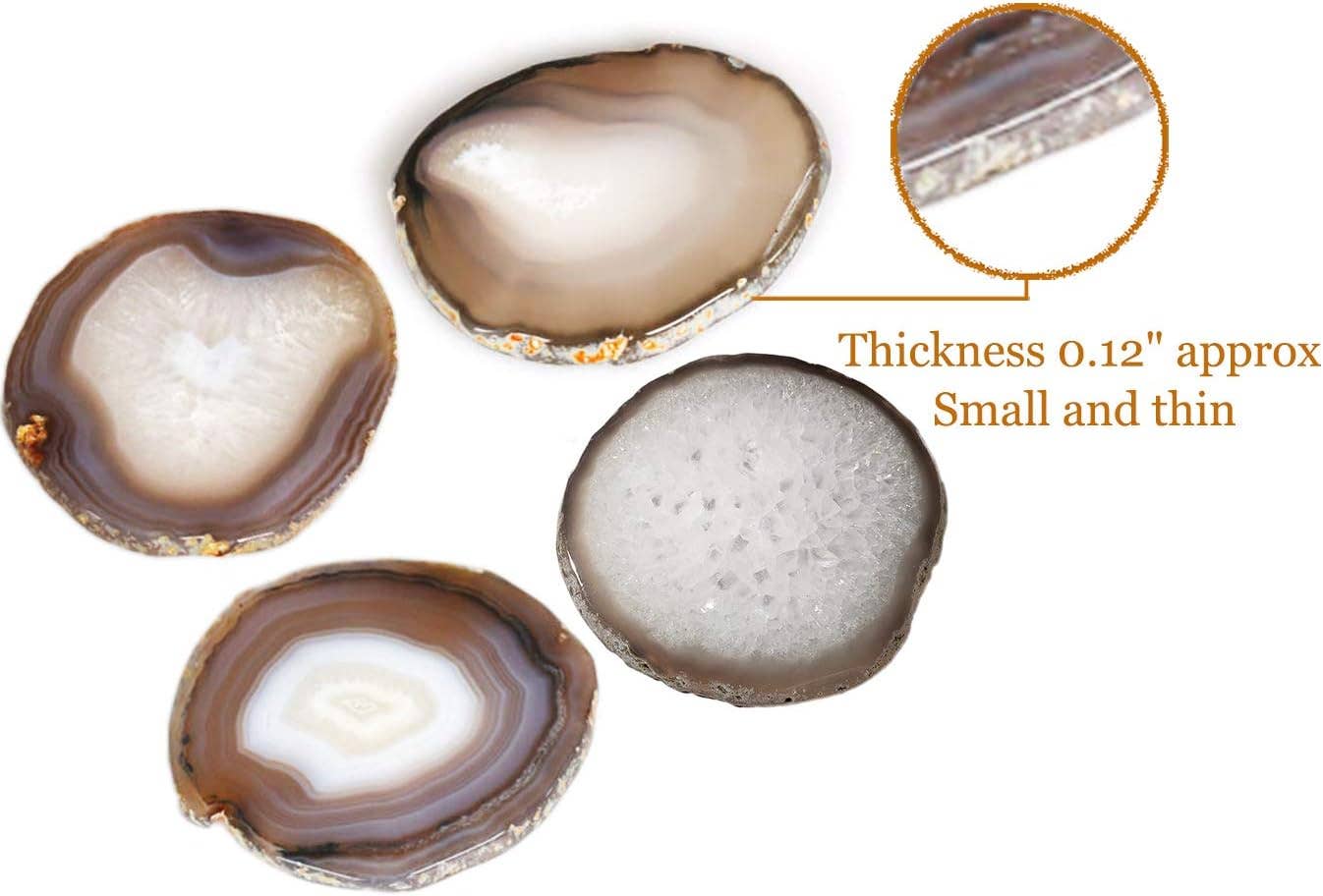 Natural Agate Geode Crystal Coasters 3-3.5"  Set of 4