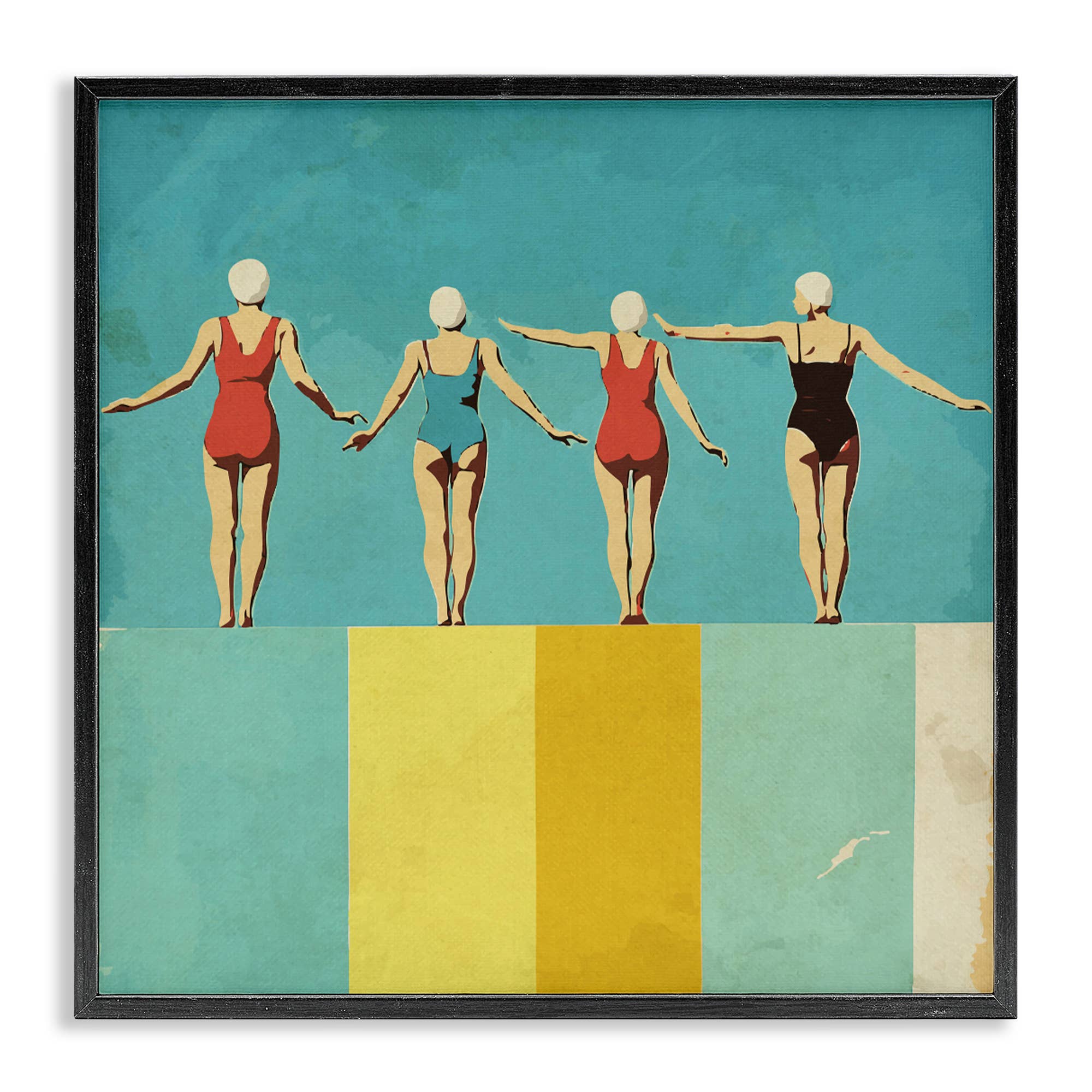 Four Figures on the Pool - Framed Wall Art