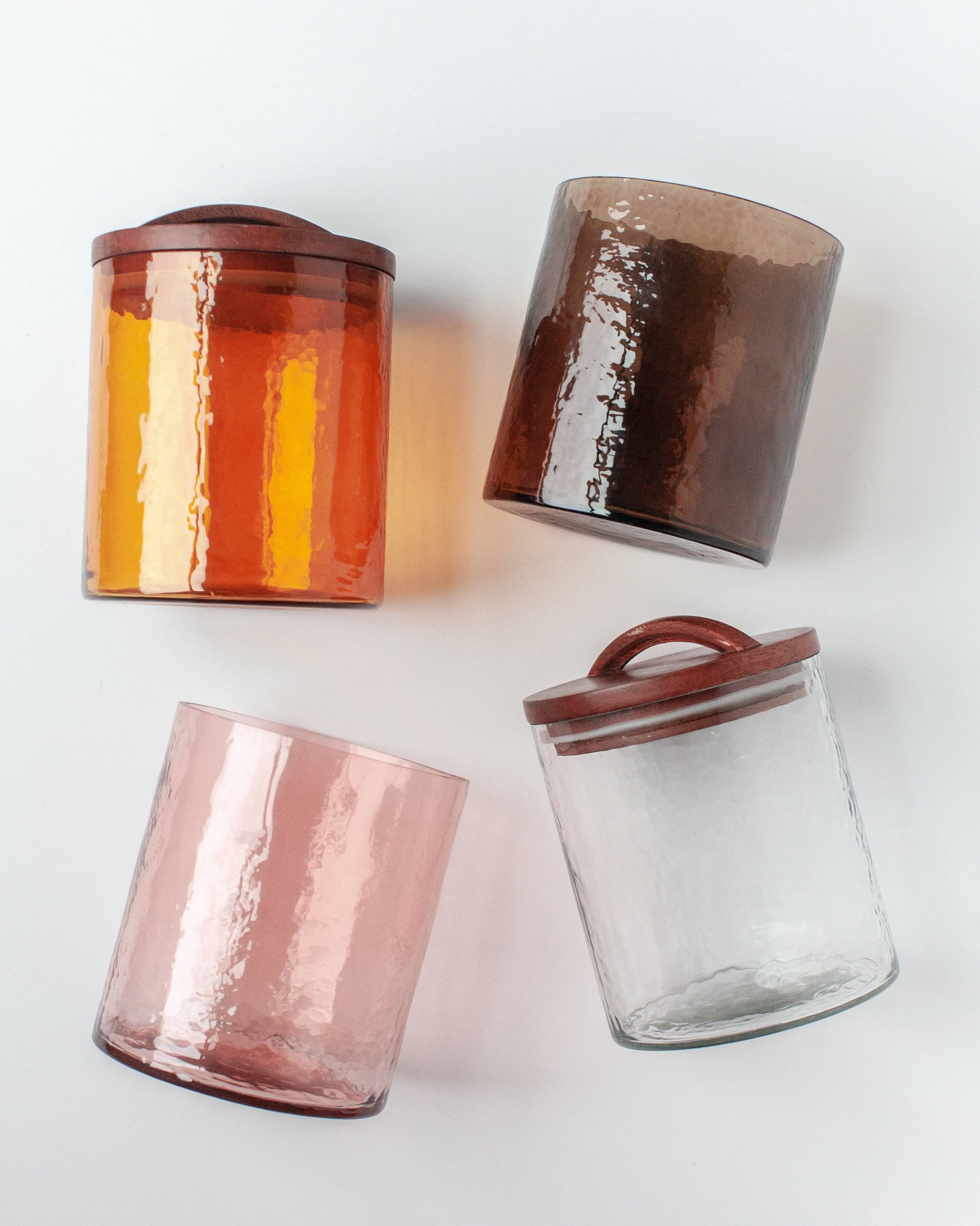 Handblown Hammered Glass Canisters