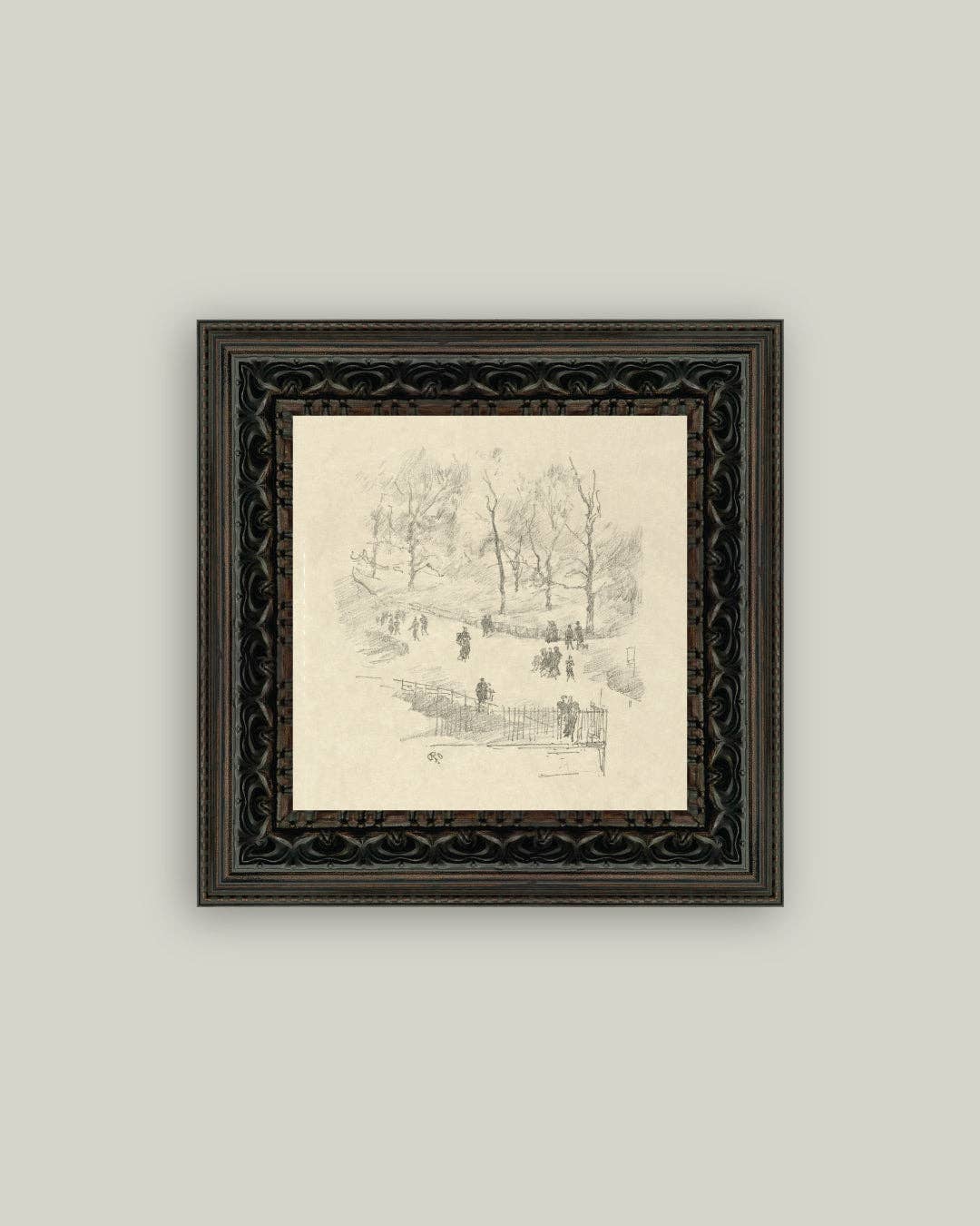 Kensington Gardens in Winter Framed Antique Art