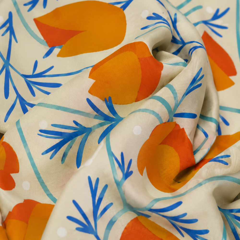 California Poppies Scarf | Silk Scarf | Women's Bandana
