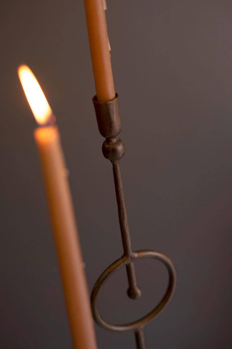 Weathered Brass Floor Taper Holder: Set of 3