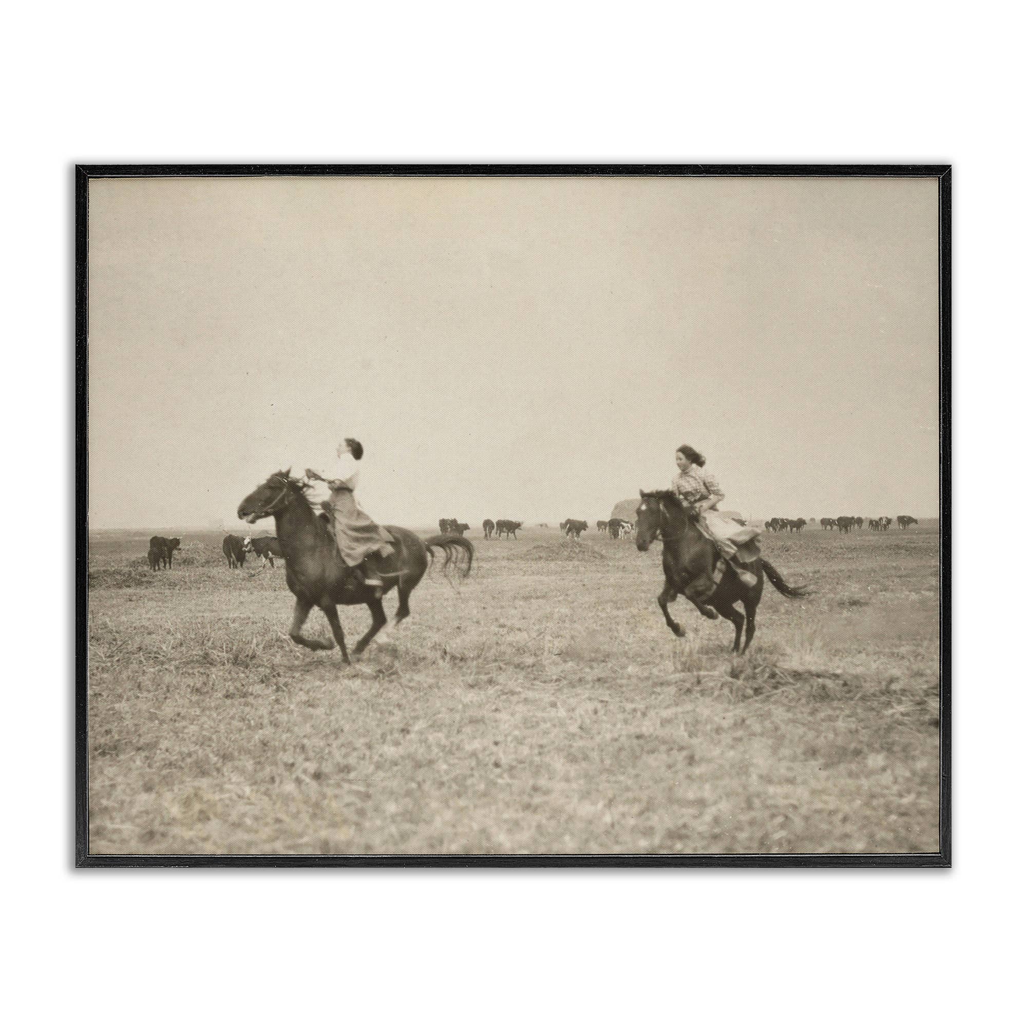 Galloping Cowgirl Friends Framed Art