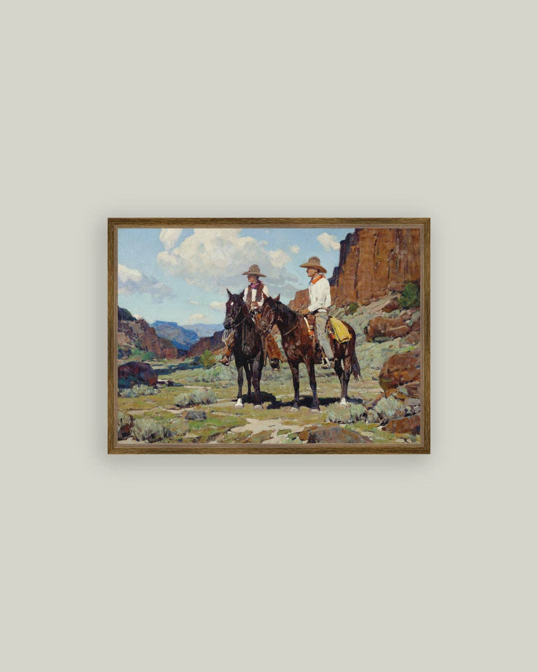Wyoming Cattlemen Framed Antique Art
