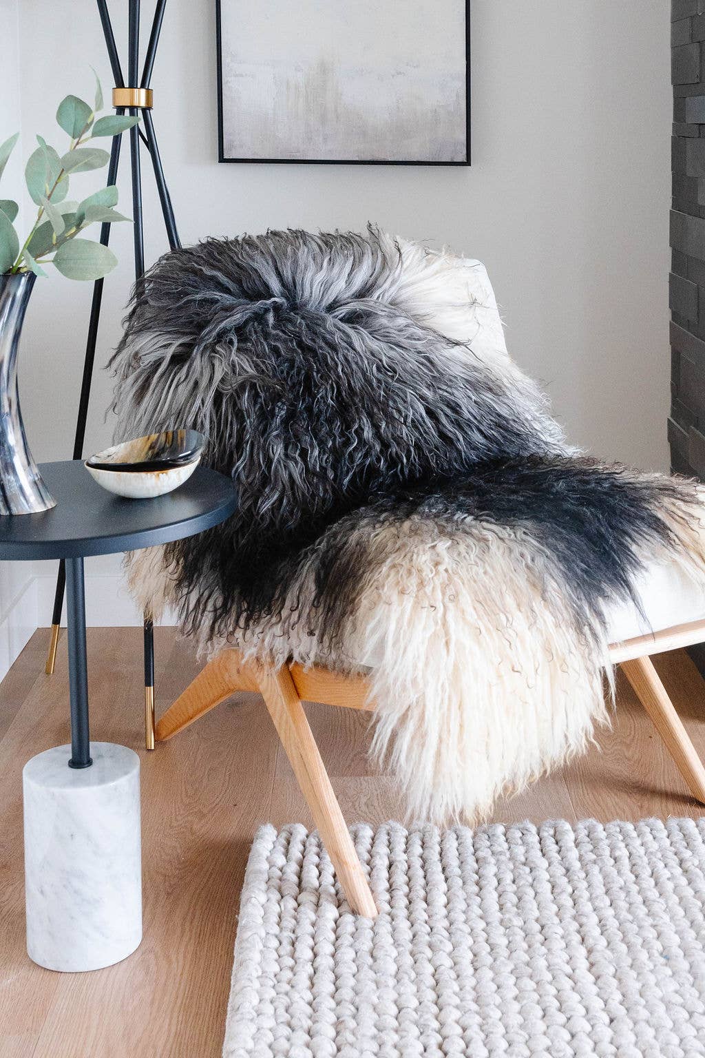 Natural Grey Icelandic Curly Sheepskin