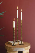 ANTIQUE BRASS TAPER CANDLE HOLDER