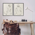 Sitting Female Figure Drawing Framed Art