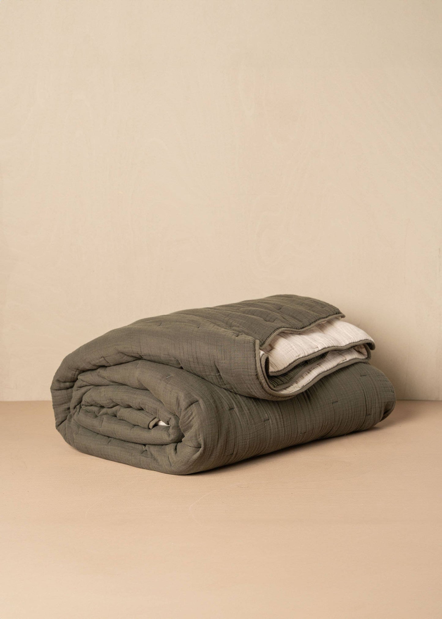 Quilted Bed Cover | Olive