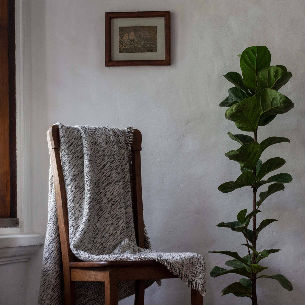 Matizado Handloomed Cotton Blanket — Ink