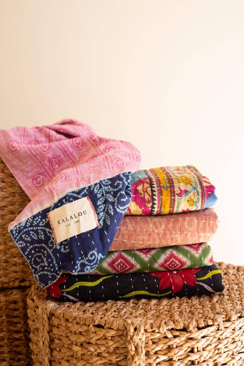One-of-a-Kind Kantha Throw Blankets
