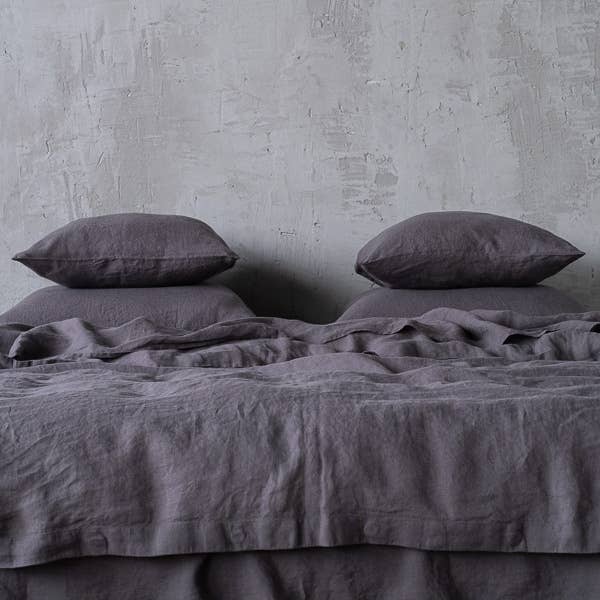 Stone Washed Linen Duvet - Steel Grey