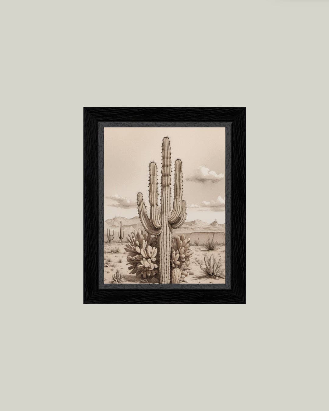 Desert Cactus Framed Antique Art