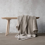 Linen Throw With Fringes - Natural