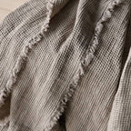 Linen Throw With Fringes - Natural