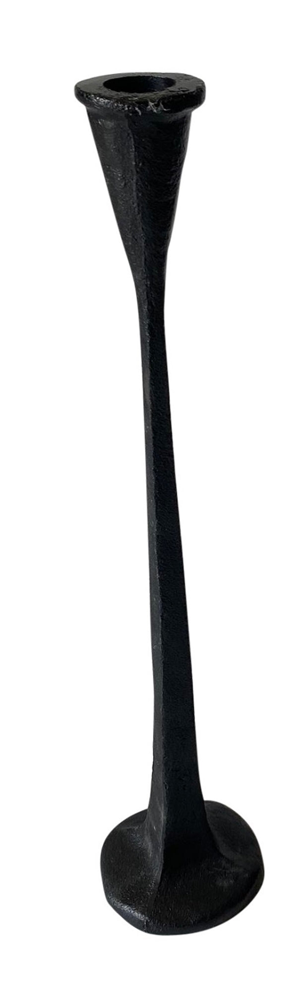 LG. CAST IRON TAPER CANDLE HOLDER 14.15”H BLACK -ST - BLACK