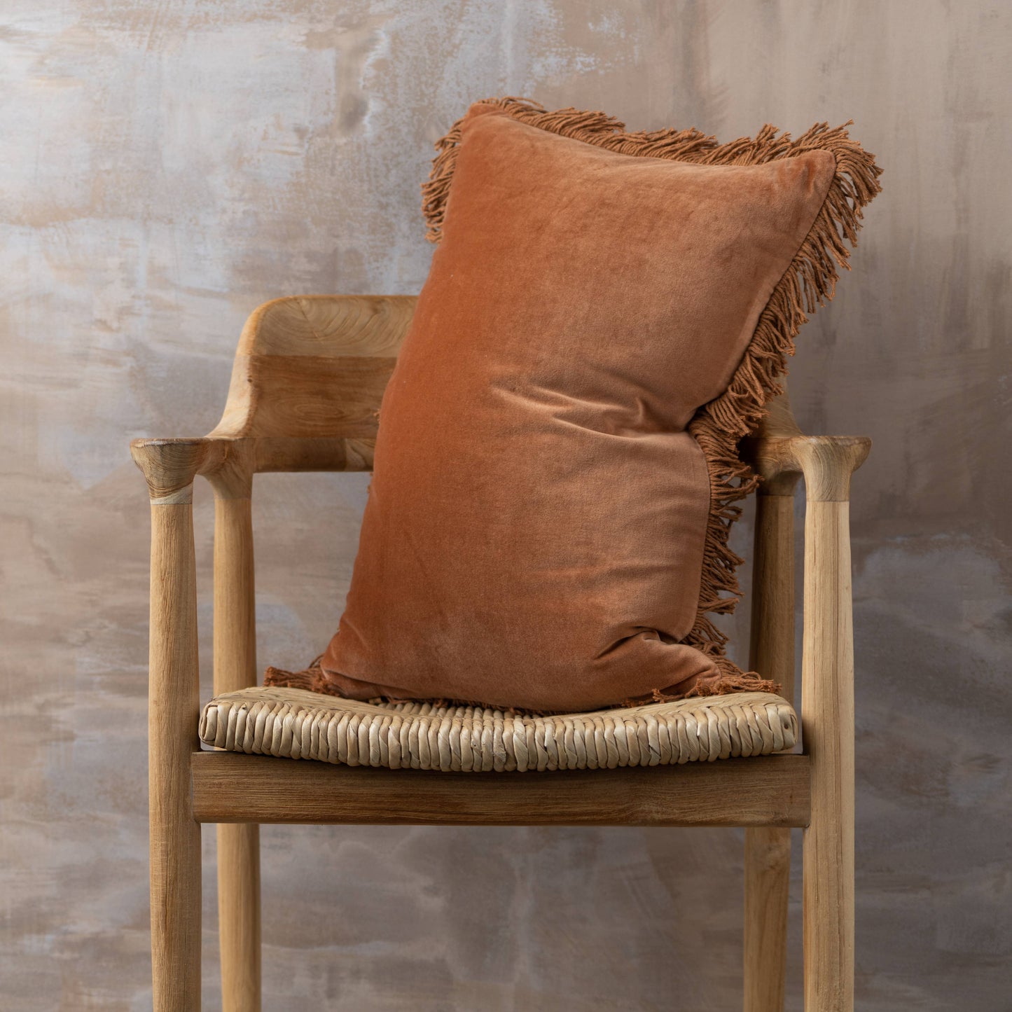 Velvet Fringed Lumbar Cushion | Anatolia