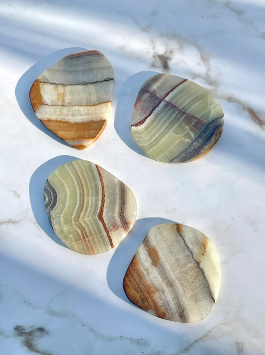 Organic Shaped Green Onyx Coaster, Set of 4