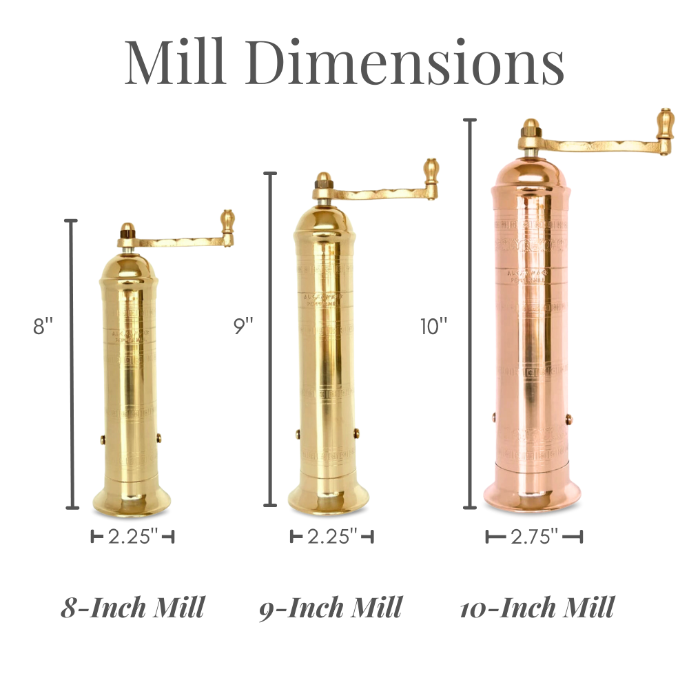 Brass Greek Salt Mill - 9"