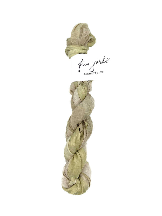 Pear Plant-Dyed Sari Silk Ribbon - 5 yards