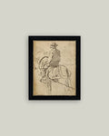 Man Riding a Horse Framed Antique Art
