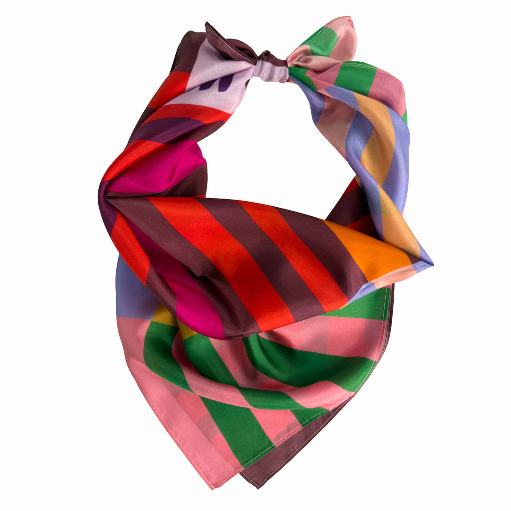 Red Colorblock Scarf | Women's Scarf | 100% Silk Bandana