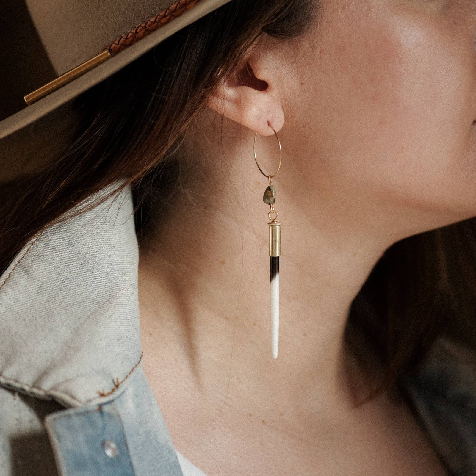 Yellowstone Beth Dutton Quill Earring // Hoop with Turquoise