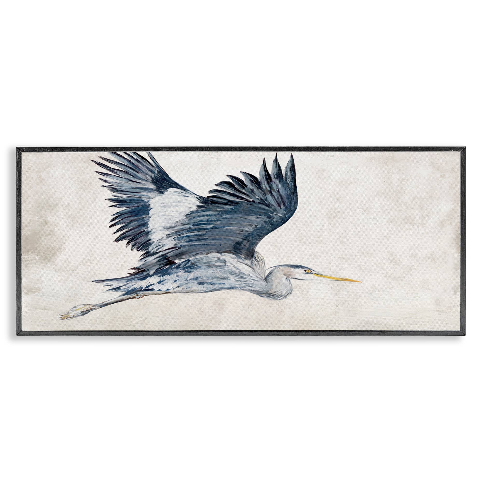Gliding Heron Bird in Neutrals - Framed Wall Art
