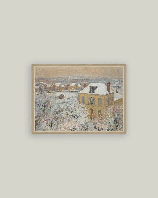 House in Winter Framed Antique Art