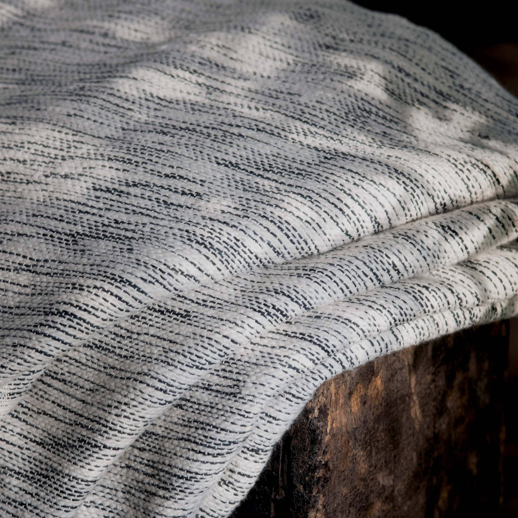 Matizado Handloomed Cotton Blanket — Ink