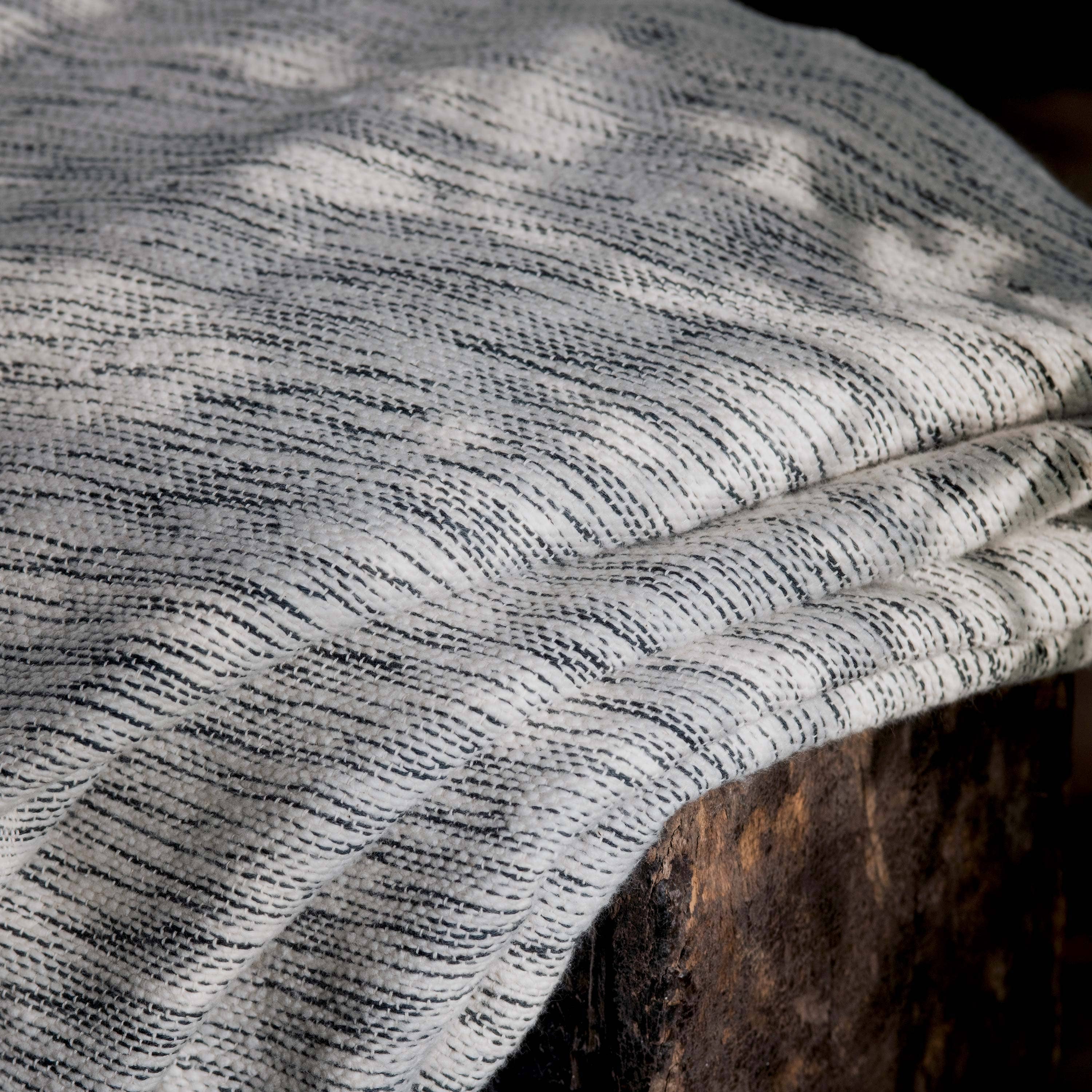 Matizado Handloomed Cotton Blanket — Ink