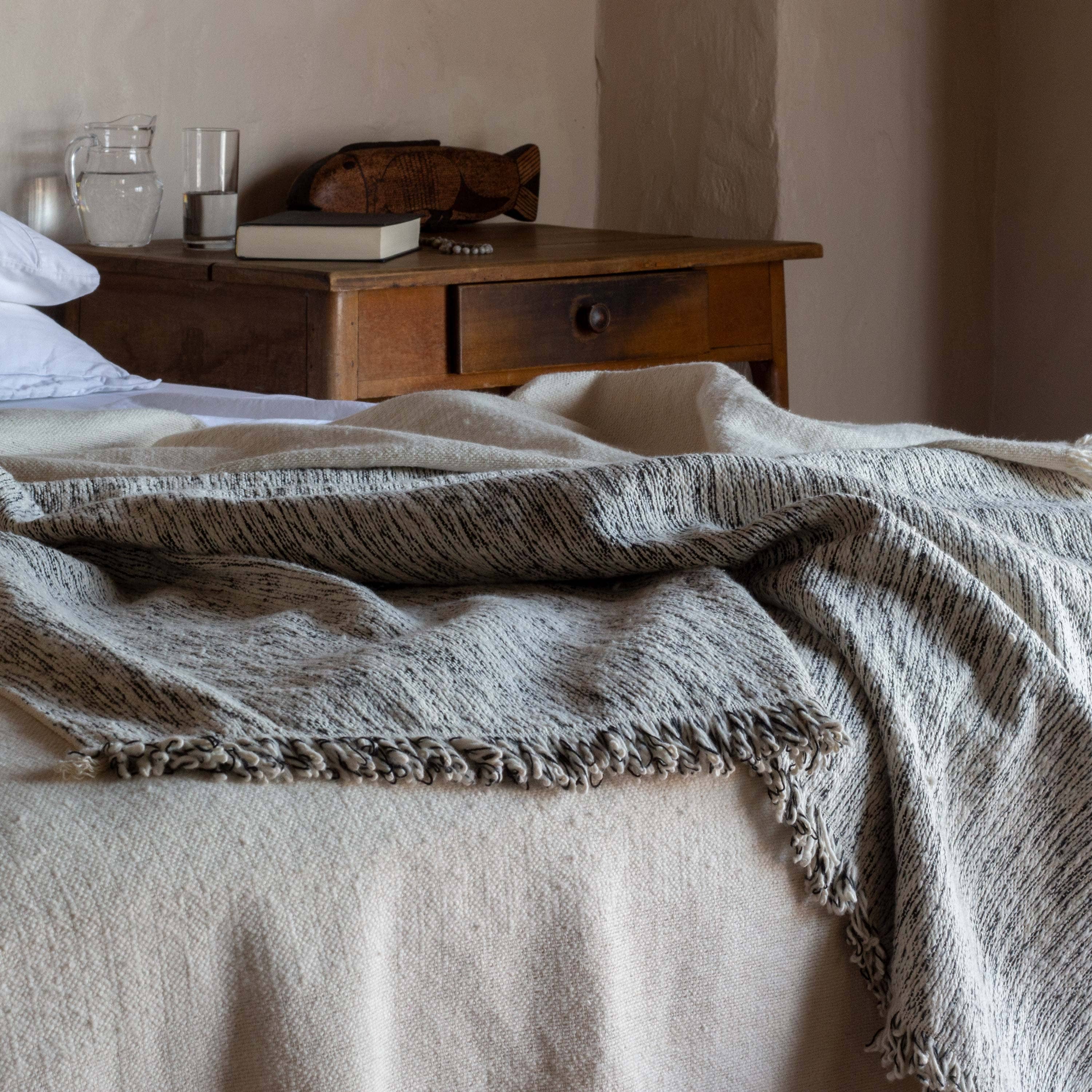 Matizado Handloomed Cotton Blanket — Ink