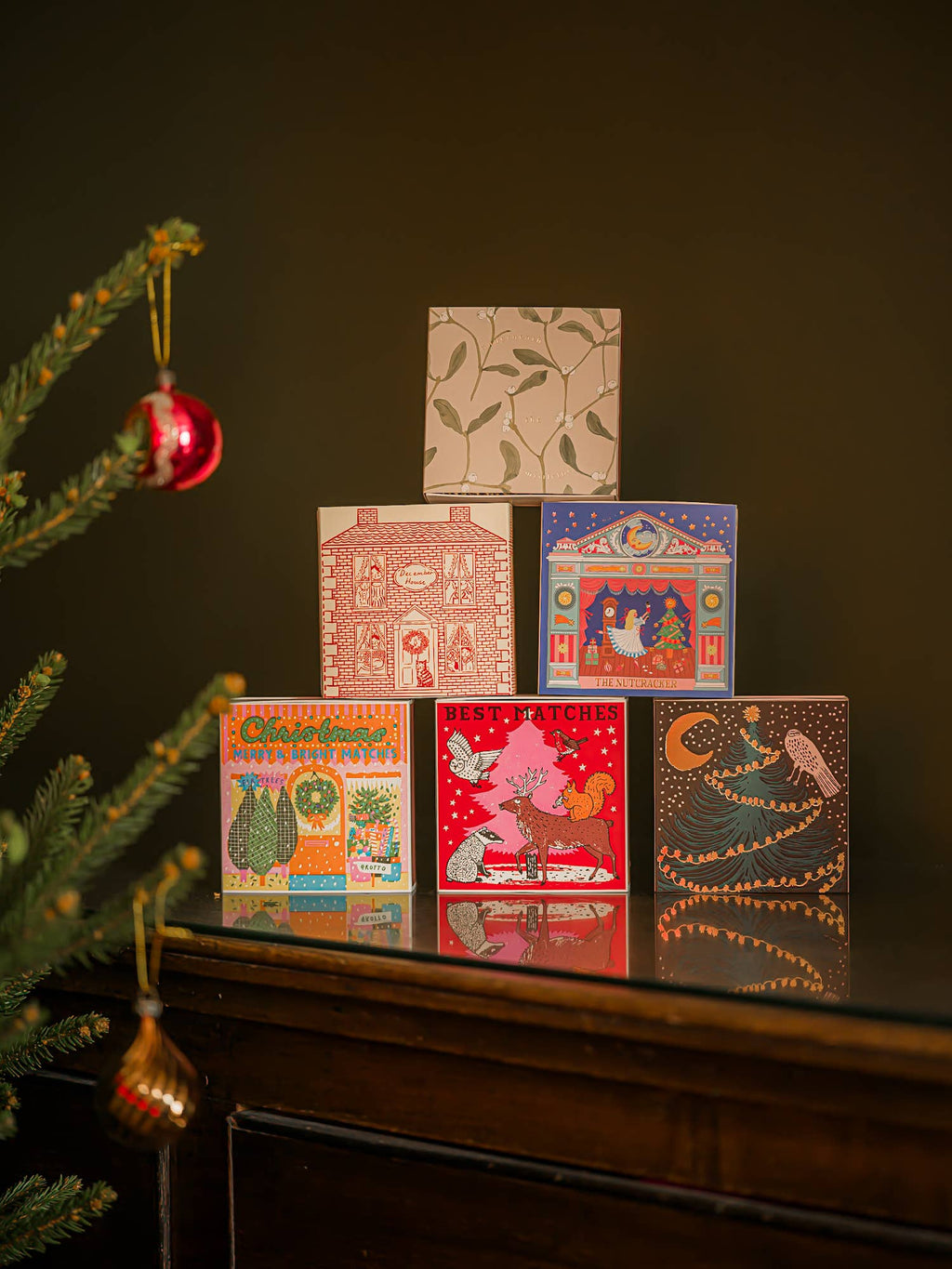 Owl, Moon and Tree | Square - Safety Matches 🎄