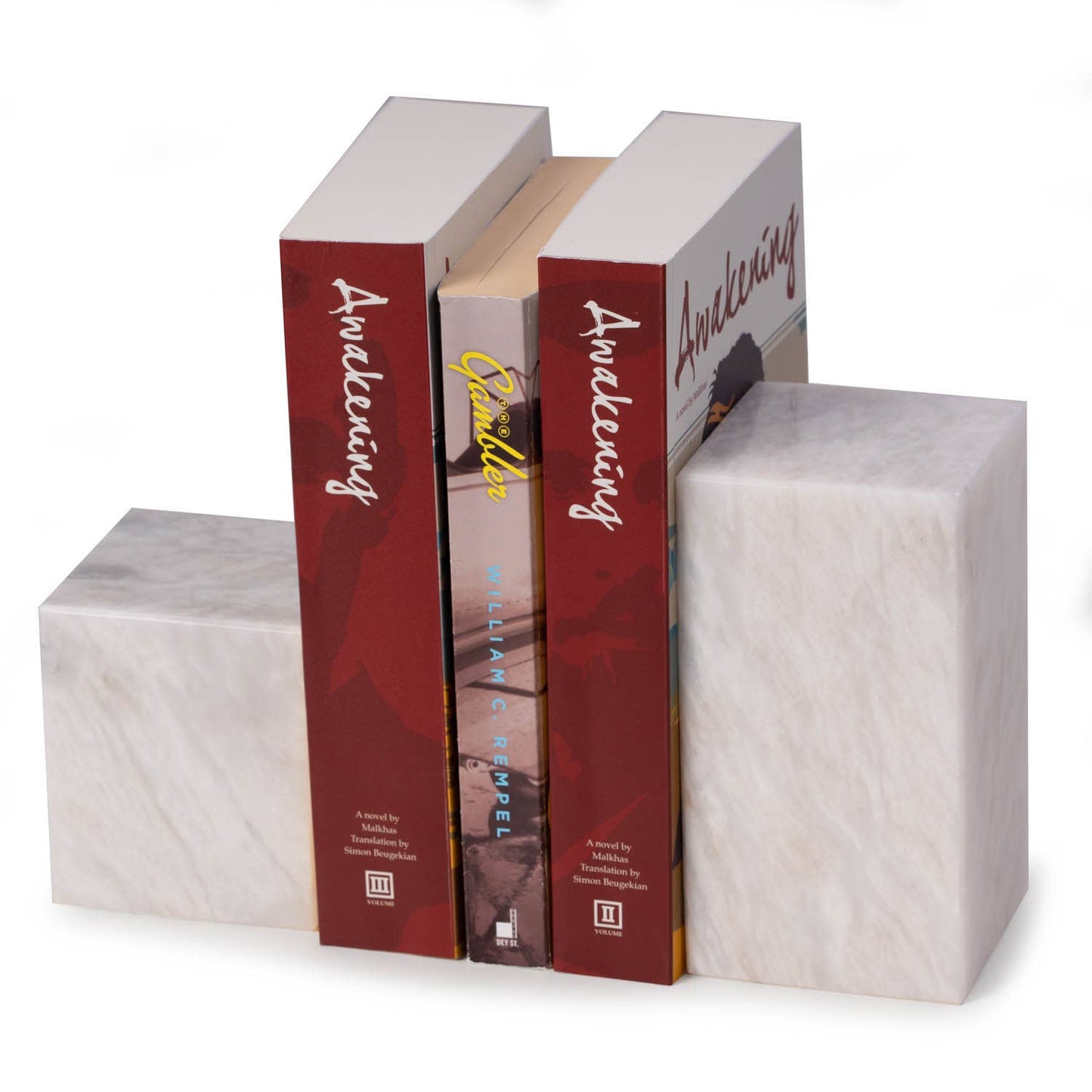 White Marble Cube Design Bookends