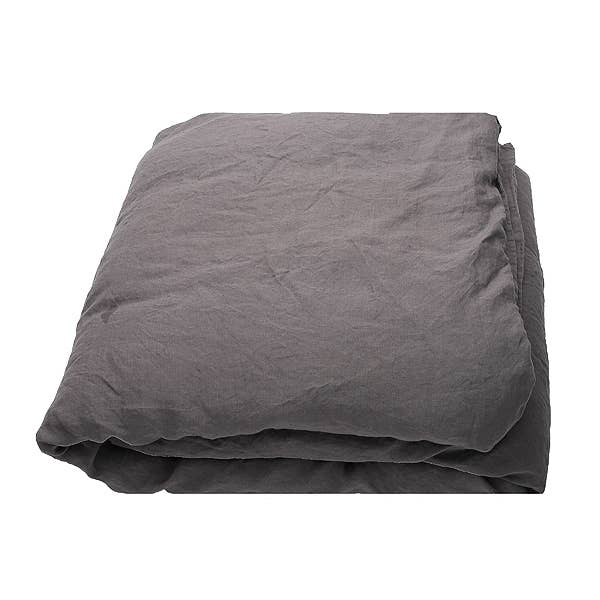 Stone Washed Linen Duvet - Steel Grey